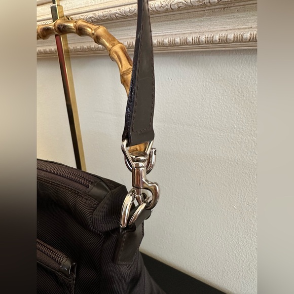 Gucci Nylon and Leather Bamboo Handle Bag - Picture 5 of 13